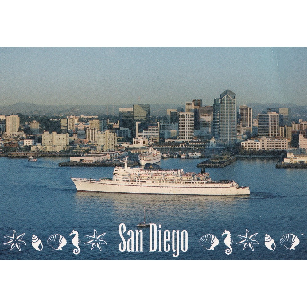 San Diego California Harbor Postcard Columbia Vintage Coastal Nautical